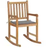 vidaXL Chaise à bascule avec coussin gris Bois de teck solide