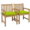 vidaXL Chaises de jardin 2 pcs avec coussins vert vif Teck massif