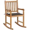 vidaXL Chaise à bascule avec coussin taupe Bois de teck solide