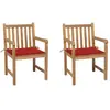 vidaXL Chaises de jardin 2 pcs avec coussins rouge Bois de teck massif