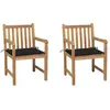 vidaXL Chaises de jardin 2 pcs avec coussins noir Bois de teck massif