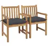vidaXL Chaises de jardin 2 pcs avec coussins anthracite Bois de teck