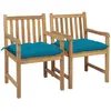 vidaXL Tuinstoelen 2 st met lichtblauwe kussens massief teakhout3062749