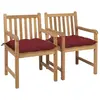 vidaXL Tuinstoelen 2 st met wijnrode kussens massief teakhout3062754