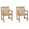 vidaXL Chaises de jardin 2 pcs avec coussins beige Bois de teck massif