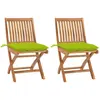 vidaXL Chaises de jardin lot de 2 avec coussins vert vif Bois de teck