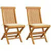 vidaXL Chaises de jardin et coussins crème lot de 2 Bois teck massif