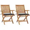 vidaXL Chaises de jardin avec coussins lot de 2 - Bois de teck