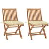 vidaXL Chaises de jardin Teck massif - Blanc cassé
