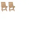 VIDAXL Lot de 2 Chaises de Jardin avec Coussins, Sièges de Terrasse, Chaises de Salle à Manger, Meubles de Patio Extérieur, Beige Bois Teck Massif