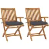 vidaXL Chaises de jardin 2 pcs avec coussins anthracite Bois de teck
