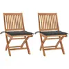 vidaXL Chaises de jardin 2 pcs avec coussins anthracite Bois de teck