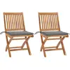 vidaXL Chaises de jardin 2 pcs avec coussins gris Bois de teck massif