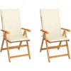 vidaXL Chaises de jardin et coussins - Lot de 2 - Bois de teck massif