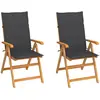 vidaXL Chaises de jardin 2 pcs avec coussins anthracite Bois de teck
