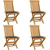 vidaXL Chaises de jardin avec coussins anthracite 4 pcs Bois de teck