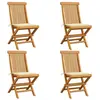 vidaXL Chaises de jardin avec coussins crème 4 pcs Bois de teck massif