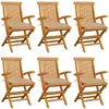 vidaXL Chaises de jardin avec coussins beige lot de 6 Bois teck massif