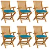 vidaXL Chaises de jardin avec coussins bleu clair lot de 6 Teck massif