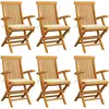 vidaXL Chaises de jardin avec coussins crème 6 pcs Bois de teck massif