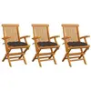 vidaXL Chaises de jardin avec coussins taupe 3 pcs Bois de teck massif