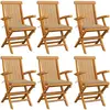 vidaXL Chaises de jardin avec coussins beige lot de 6 Bois teck massif