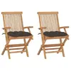 vidaXL Chaises de jardin avec coussins taupe 2 pcs Bois de teck massif