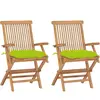 vidaXL Chaises de jardin avec coussins vert vif lot de 2 Bois de teck