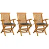 vidaXL Chaises de jardin avec coussins anthracite 3 pcs Bois de teck