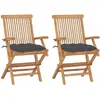 vidaXL Chaises de jardin avec coussins anthracite 2 pcs Bois de teck