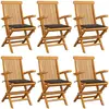 vidaXL Chaises de jardin avec coussins taupe 6 pcs Bois de teck massif