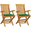 vidaXL Chaises de jardin avec coussins vert 6 pcs Bois de teck massif