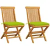 vidaXL Chaises de jardin avec coussins vert vif 2 pcs Bois de teck