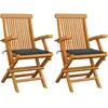 vidaXL Chaises de jardin avec coussins anthracite 2 pcs Bois de teck
