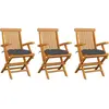 vidaXL Chaises de jardin avec coussins anthracite 3 pcs Bois de teck