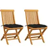 vidaXL Chaises de jardin avec coussins noir 2 pcs Bois de teck massif