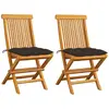 vidaXL Chaises de jardin avec coussins taupe 2 pcs Bois de teck massif