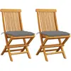 vidaXL Chaises de jardin avec coussins gris 2 pcs Bois de teck massif