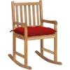 vidaXL Chaise à bascule avec coussin rouge Bois de teck solide
