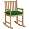 vidaXL Chaise à bascule avec coussin vert Bois de teck solide