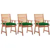 vidaXL Chaises à dîner d'extérieur 3 pcs avec coussins Acacia massif