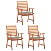 vidaXL Chaises à dîner d'extérieur 3 pcs avec coussins Acacia massif
