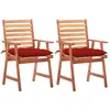 vidaXL Chaises à dîner d'extérieur 2 pcs avec coussins Acacia massif