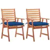 vidaXL Chaises à dîner d'extérieur 2 pcs avec coussins Acacia massif