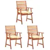 vidaXL Chaises à dîner d'extérieur 3 pcs avec coussins Acacia massif