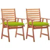 vidaXL Chaises à dîner d'extérieur 2 pcs avec coussins Acacia massif