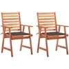vidaXL Chaises à dîner d'extérieur 3 pcs avec coussins Acacia massif