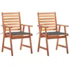 vidaXL Chaises à dîner d'extérieur 2 pcs avec coussins Acacia massif