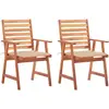 vidaXL Chaises à dîner d'extérieur 2 pcs avec coussins Acacia massif