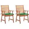 vidaXL Chaises à dîner d'extérieur 2 pcs avec coussins Acacia massif